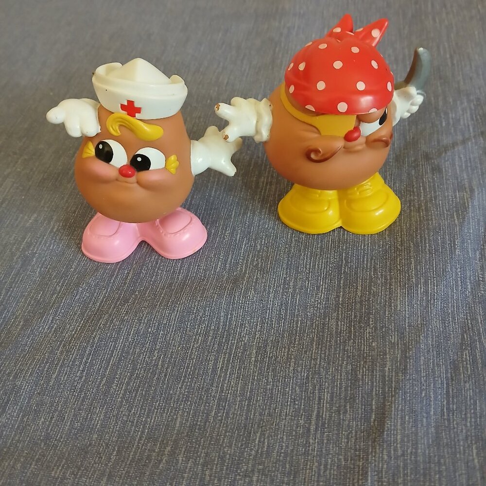 Vintage 1986 -1987 Hasbro Potato Head Spud Kids 3" Figures: Nurse + Pirate x 2